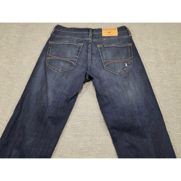 Hollister Slim Straight Dark Wash Distressed Jeans Women 28x30‎ - Picture 5 of 6